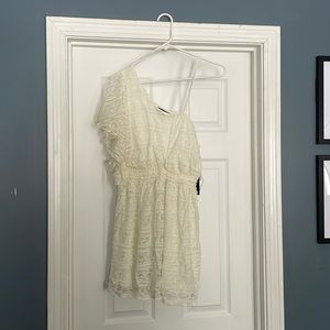 Ivory lace one shoulder dress
